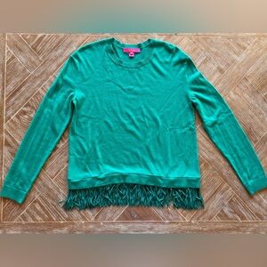 Lilly Pulitzer Marguerite Emerald Green Fringe Sweater
